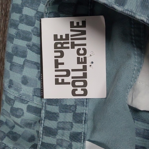 Women's Straight Leg Checkered Denim Pant | Future Collective | 4 - Picture 8 of 10